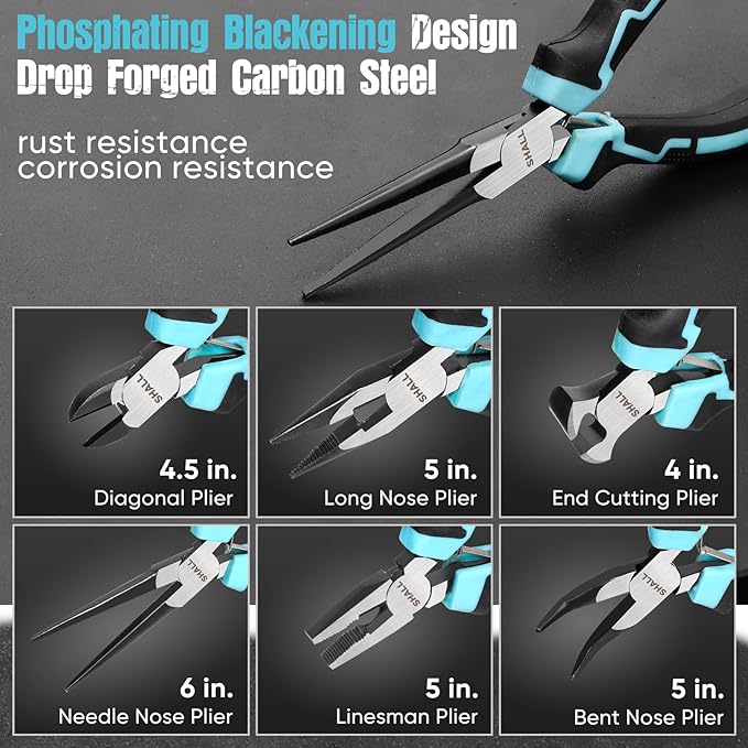 SHALL Mini Pliers Set, 6-Piece Small Pliers Tool Set Includes Needle Nose - Image 2