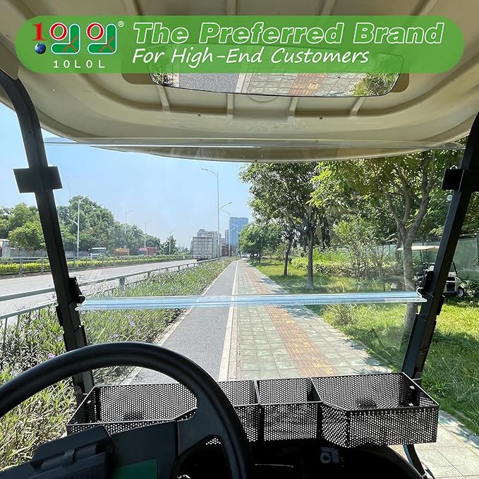 10L0L Golf Cart Windshield for Club Car Precedent 2004-Up, 2017-Up Onward, Tempo, Fold Down Club Car Windshield, Anti-UV Impact Resistant 37.5"W X 33.6"H (Clear)