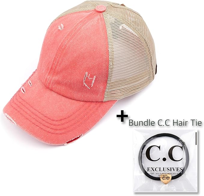 C.C Ponycap Messy High Bun Ponytail Adjustable Glitter Mesh Trucker Baseball Cap