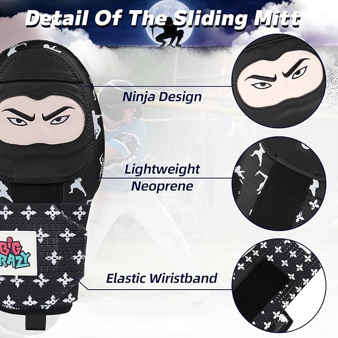 Big Crazy Sliding Mitt for Youth & Adult, Baseball Softball Sliding Mitt, Baseball Accessories and Protective Gear Flexible, Durable, Ambidextrous