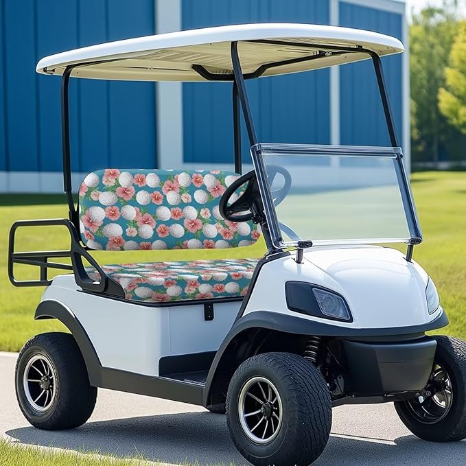 Suobstales Golf Cart Front and Rear Seat Cover Set for EZGO TXT RXV & Club Car DS 2 Passenger, Washable Bench Seat Covers Kit