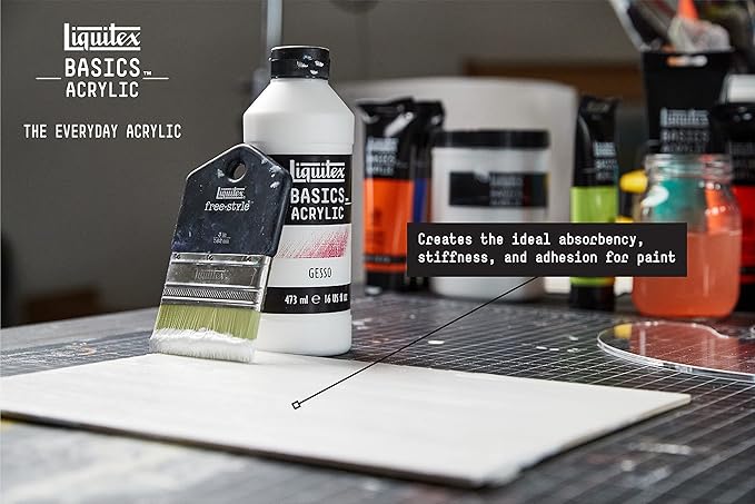 Liquitex BASICS Gesso Surface Prep Medium, 473ml Bottle - Image 3