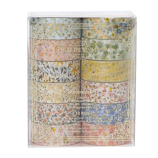 12 Rolls Charming Washi Tape Set Gold Silver Foil Detailing Arts Adhesive Tapes - Image 3