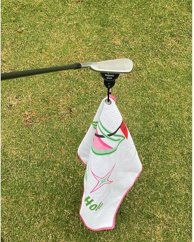 Giggle Golf Martini Par 3 Pack for Women, Microfiber Waffle Weave Golf Towel, Tee Bag with Tees and Bling Ball Marker with Magnetic Hat Clip (19th Hole)