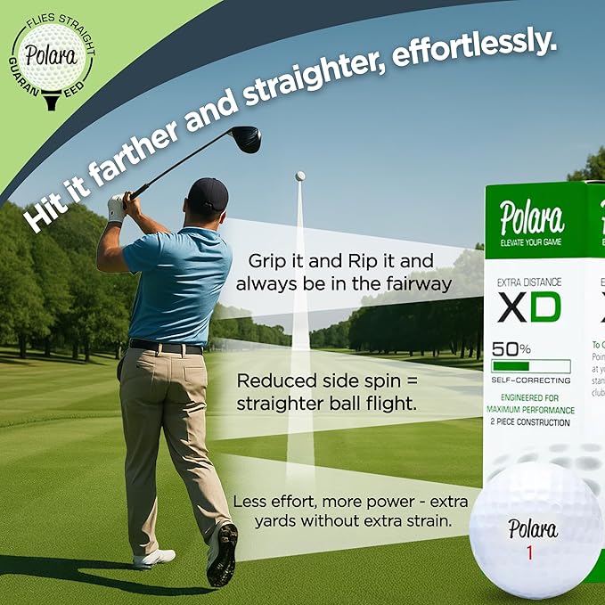 Polara Self-Correcting Golf Balls – High-Performance Golf Balls with Soft Feel, Anti-Slice & Hook Correction, Exceeds USGA Limits, Dimple Design for Maximum Distance, Golf Accessories for Men & Women