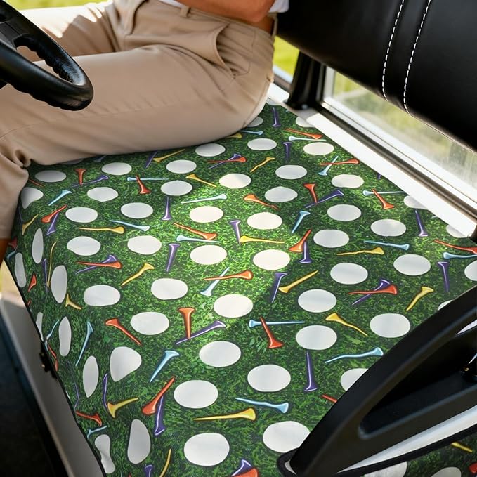 Golf Cart Seat Covers Club Car Golf Cart Accessories for Men Women Golf Carts Seat Towel Blanket 2-Seat Golf Cart Decorations