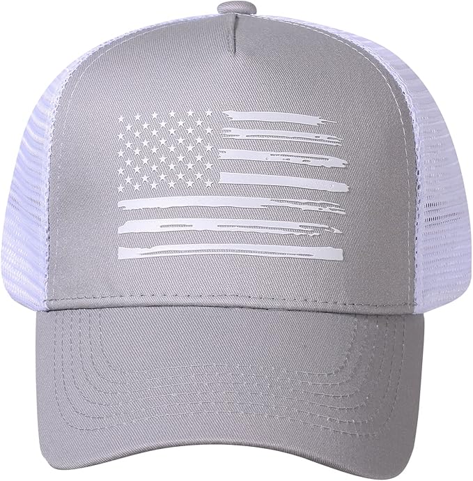Baseball Cap, American Flag Trucker Hat for Men Women, Breathable Adjustable Fit Outdoor Mesh Snapback Hats