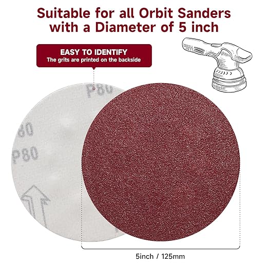 5 Inch 100 PCS Sanding Disc 180 Grit, Hook and Loop Sanding Discs - Image 2