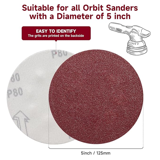 5 Inch 100 PCS Sanding Disc 600 Grit, Hook and Loop Sanding Discs - Image 2