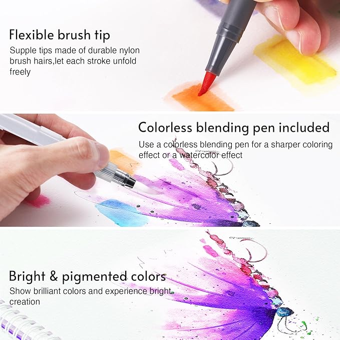 12 Colors Blendable Watercolor Markers 2025 Upgrade Double Tip Paint Pens - Image 4