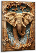 My Photostation.com 18Wx28H'' Elephant Carving Glass Wall Art Tempered Glass by MyPhotostation