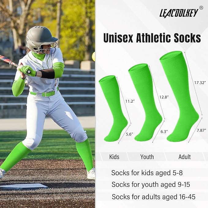 LEACOOLKEY Baseball Belt and Socks Combo Set Adjustable Softball Socks and Elastic Belt for Youth and Adult