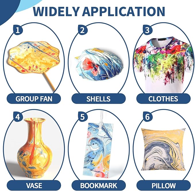Water Marbling Paint Kit for Kids, Arts & Crafts, Age 3-12, Includes 6 Colors - Image 6