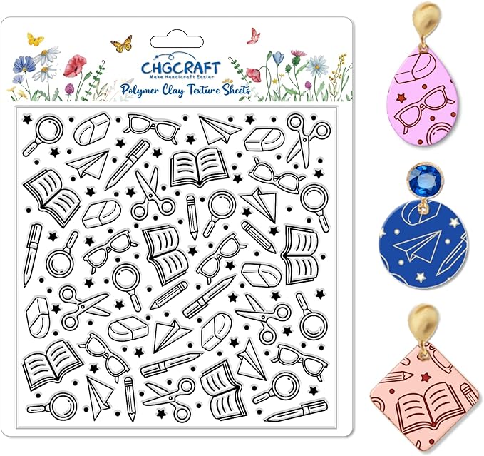 CHGCRAFT School Elements Polymer Clay Texture Sheets Seamless Pattern Books by chgcraft