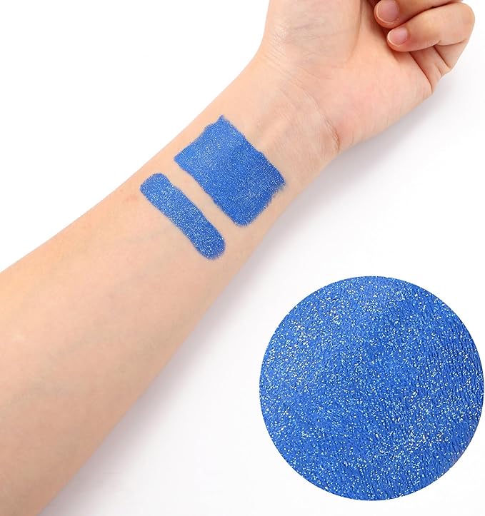 Blue Glitter Eye Black Stick, Anti-Glare Eyeblack for Baseball Football Softball Lacrosse Accessories, Sweat-Proof Sport Face Paint, Smooth & Long Lasting, Rich Full Coverage Shimmery Color