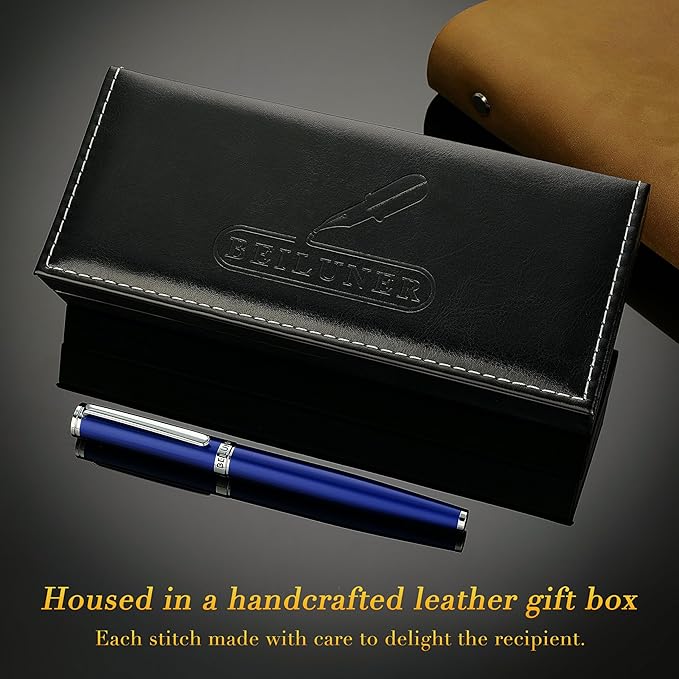 BEILUNER Luxury Fountain Pen Set, Solid 24K Gilded Medium Nib, Modern Classic - Image 5