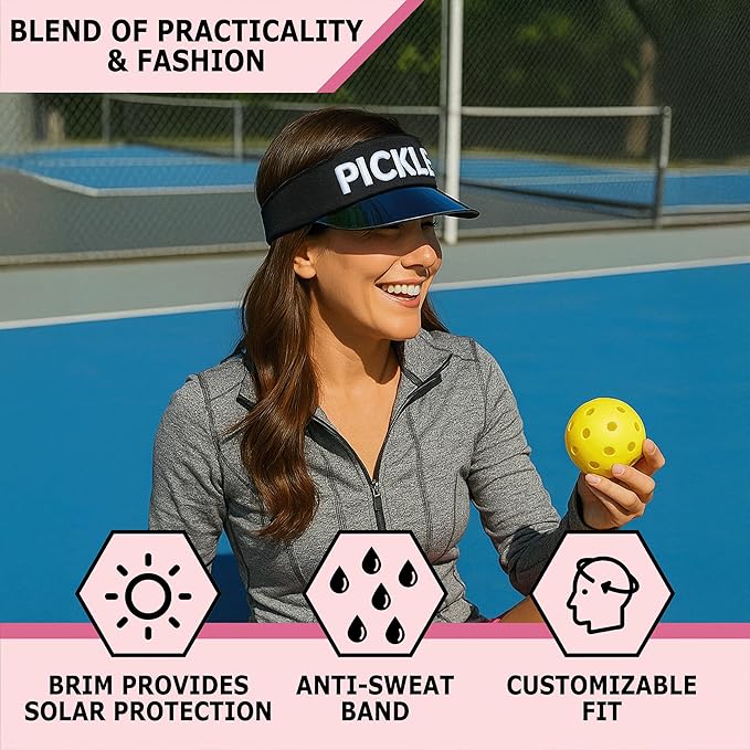 Funky Junque Women's UV 50 Adjustable Sun Visor - Golf Tennis Pickleball - Sports Themes Solid Colors Easter Pastels