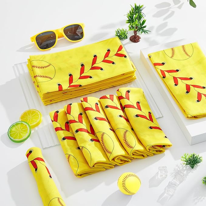 30Pcs Softball Cooling Towels for Neck and Face 40 x 12 Inch Softball Sports Team Gifts Workout Ice Towel for Gym Sweat Microfiber Breathable Chilly Bulk Neck Wraps for Athletes Camping Travel Outdoor
