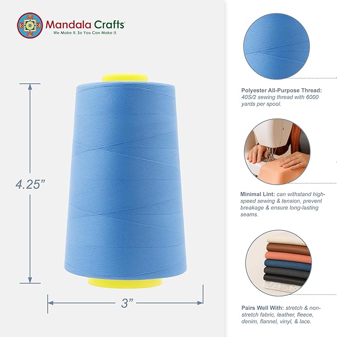 Mandala Crafts 4 Pack of Serger Threads Cones Spools - Image 3