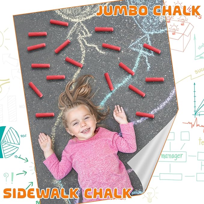 40 Pcs Sidewalk Chalks for Kids Non Toxic Jumbo Chalk for Party Gift Outdoor - Image 4