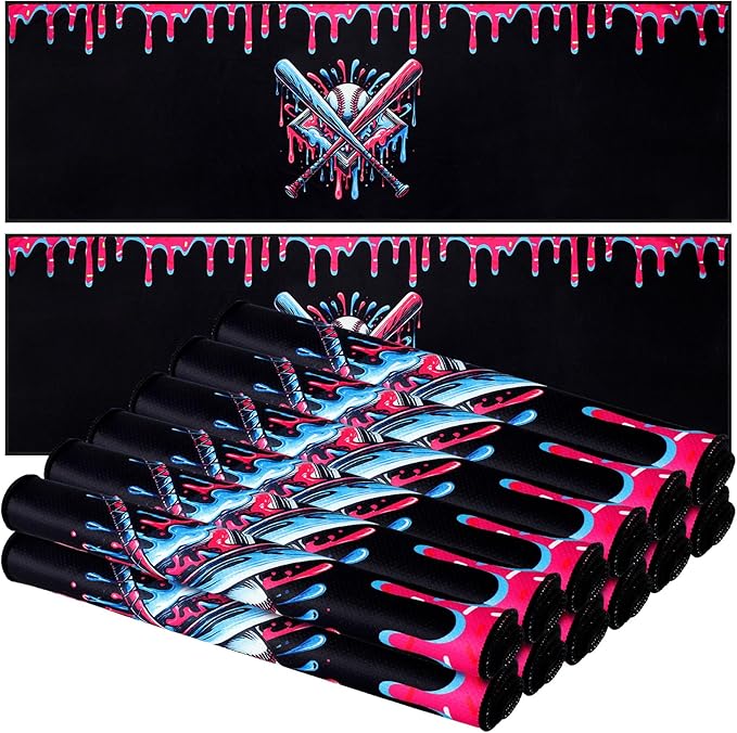 Lounsweer Ice Cream Pattern Drip Baseball Beach Towel 40"x12" Swim Pool Towel Cooling Baseball Softball Team Gift Youth Gift for Hot Weather Workout Gym Sport Party Favors(12 Pcs)