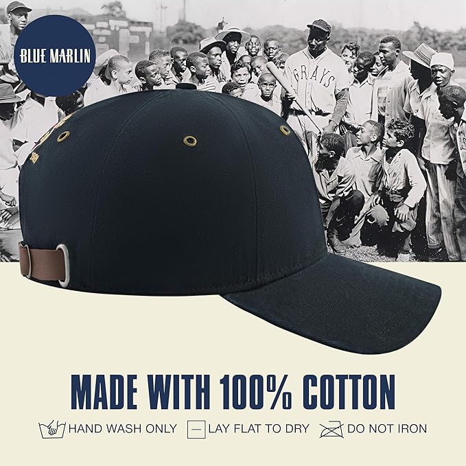 Blue Marlin Dad Hat, Adult Cotton Baseball Cap with Curved Brim, One Size.