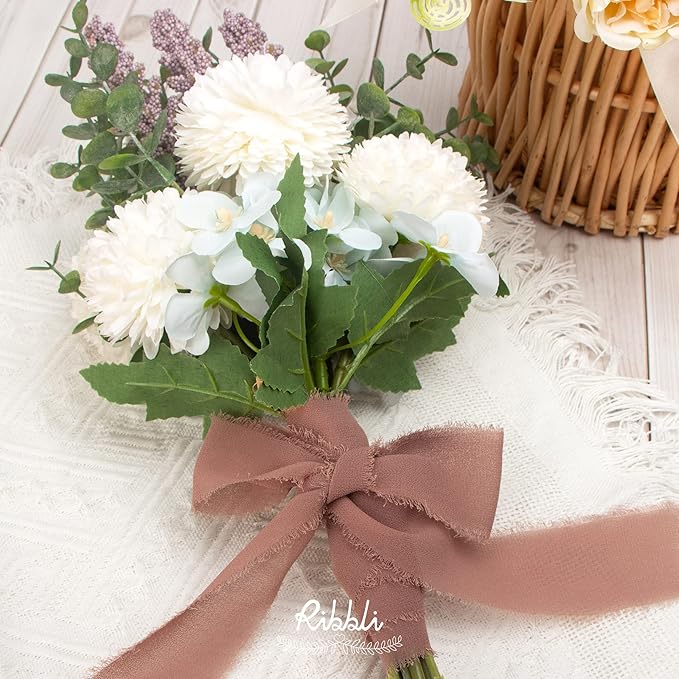 Ribbli Chiffon Silk Ribbon, 1.5 inch x 30 Yard, Blush Pink/Dusty Pink/Mauve - Image 5
