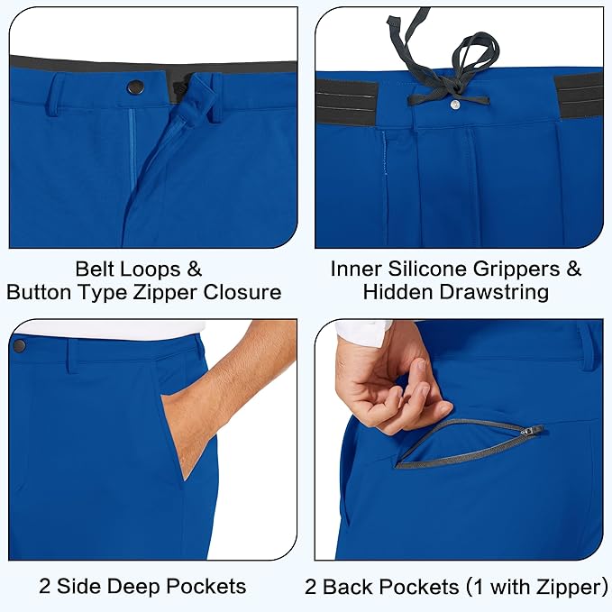 JWM Men's Stretch Golf Joggers Pants with Belt Loops - 29" 34" Slim Fit Tapered Casual Business Travel Dress Work Sweatpants