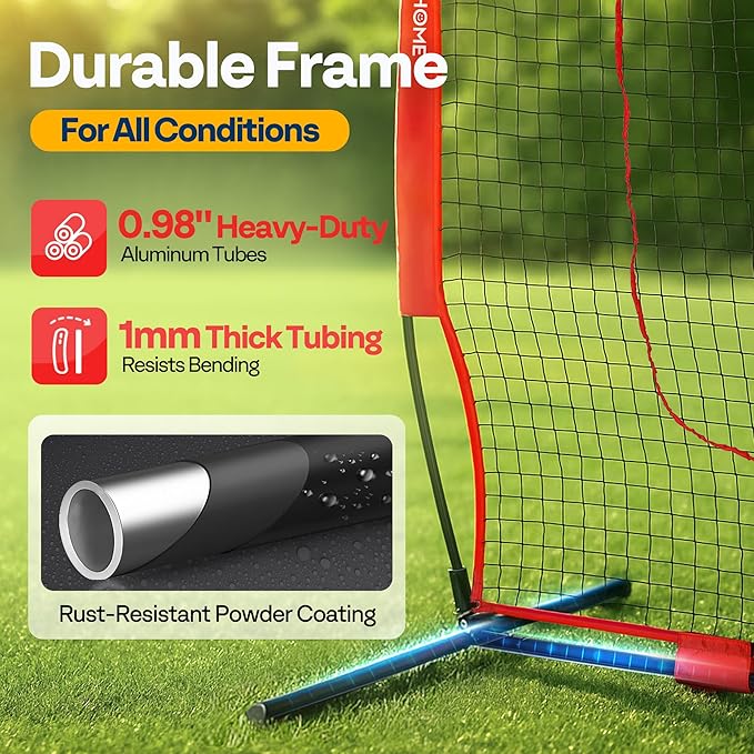 VIVOHOME Baseball Softball Batting Net - 7x7 Ft Baseball Backstop, Softball Practice Net for Hitting, Pitching, Throwing with Batting Tee and Carry Bag