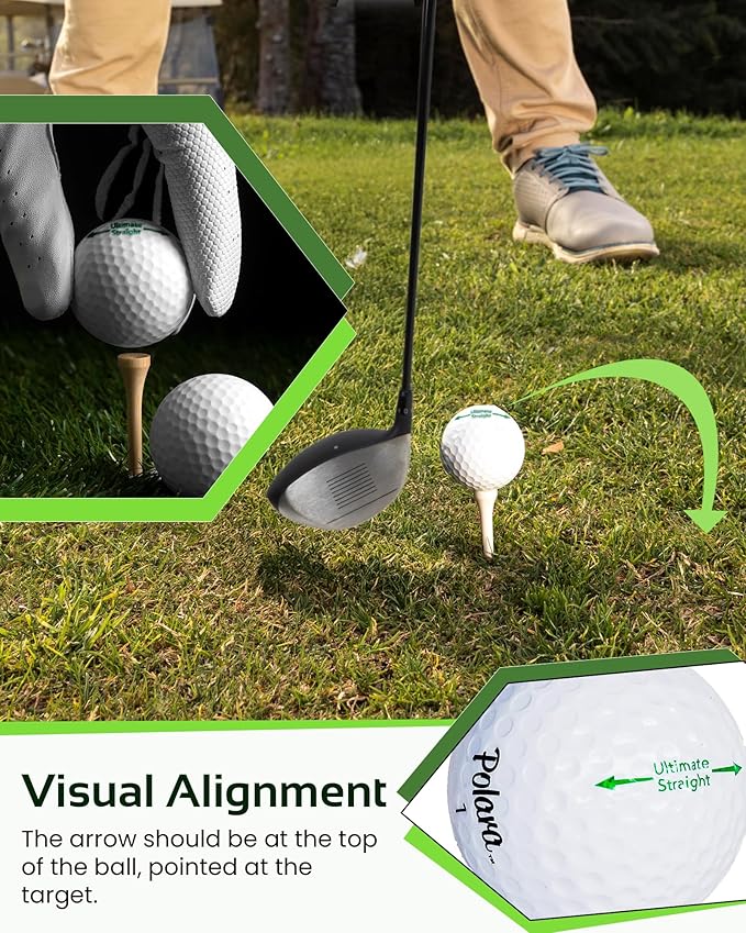 Polara Self-Correcting Golf Balls – High-Performance Golf Balls with Soft Feel, Anti-Slice & Hook Correction, Exceeds USGA Limits, Dimple Design for Maximum Distance, Golf Accessories for Men & Women
