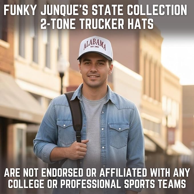 Funky Junque Trucker Hat Women Men 2-Tone Baseball Cap – Vintage Western Style Embroidered Snapback, Premium Cotton Blend