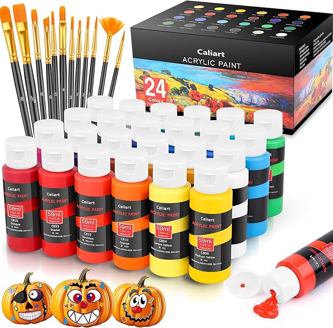 Caliart 24 Colors Acrylic Paint Set by Caliart