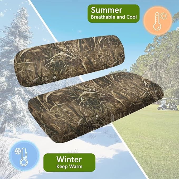 Bulopur Duck Hunting Camo Golf Cart Seat Cover for Bench and Backrest 2 Piece Golf Cart Seat Towel Covers Club Car Ezgo Tex Golfcart Accessories Cushion Cover