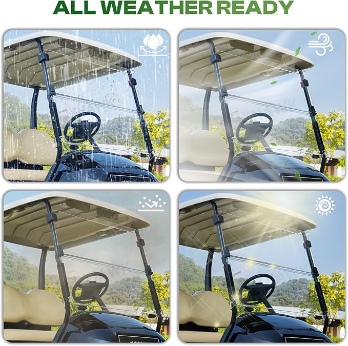 Golf Cart Windshield for Club Car Precedent,Tempo,Onward 2004-up Gas/Electric Golf Carts, Foldable PC UV Resistant Club Car Windshield（Tinted/Clear） (37.59" W x 33.96" H)