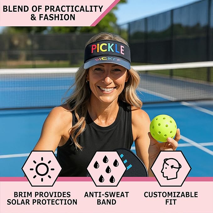 Funky Junque Women's UV 50 Adjustable Sun Visor - Golf Tennis Pickleball - Sports Themes Solid Colors Easter Pastels