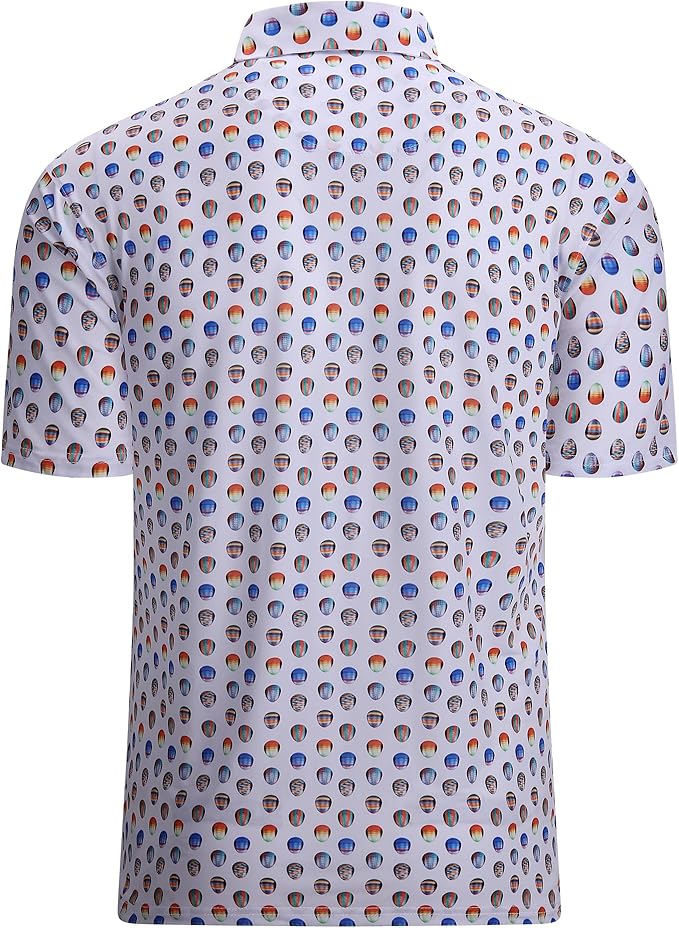 Alex Vando Mens Golf Shirt Moisture Wicking Quick-Dry Print Performance Polo Shirts for Men