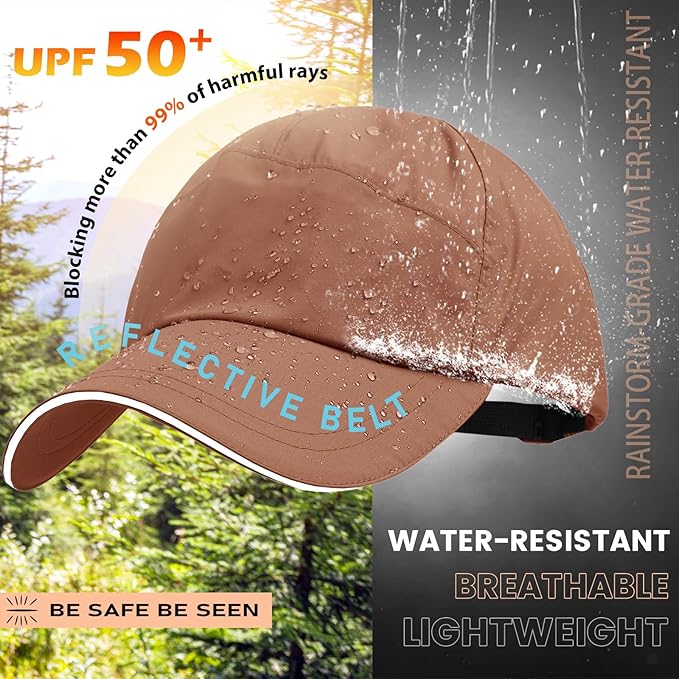 Mens Water-Resistant Baseball Cap Womens Rain Hat Foldable Outdoor Running Sun Fishing hat