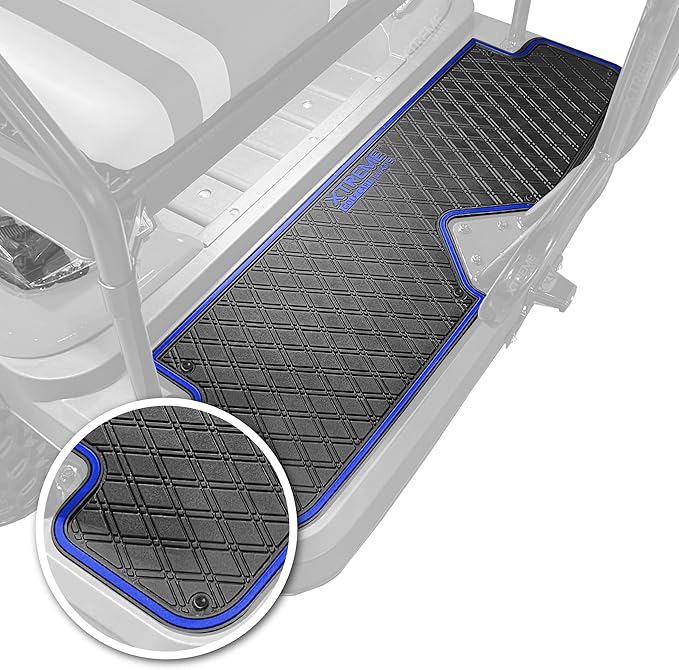 Xtreme MATS Golf Cart Floor Mat for Rear Seat Kits & Backward Facing Foot Rests - Fits Select ICON Backseat Kits (2021+) - Blue Trim