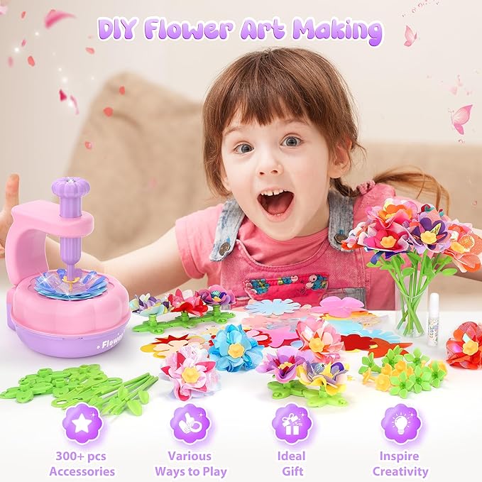 GirlsHome 300+PCS Fabric Flower Bouquets Toys, DIY Flower Crafts Kits - Image 7