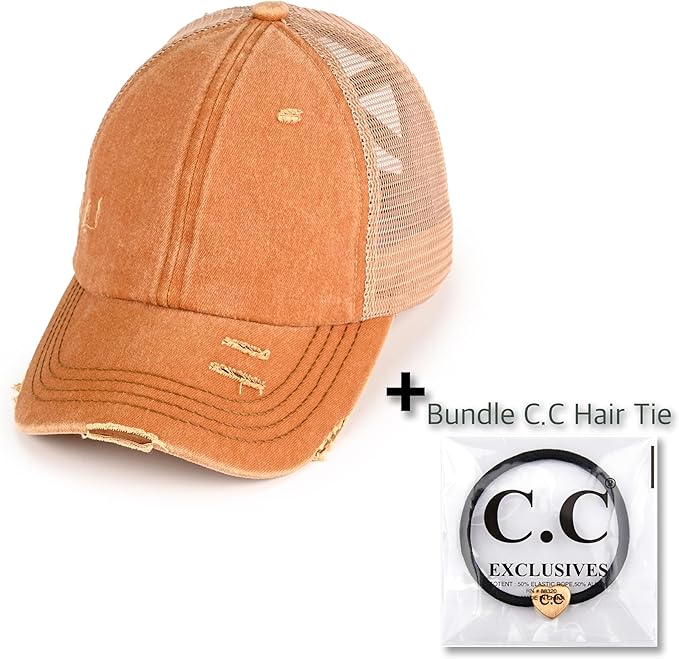 C.C Ponycap Messy High Bun Ponytail Adjustable Glitter Mesh Trucker Baseball Cap