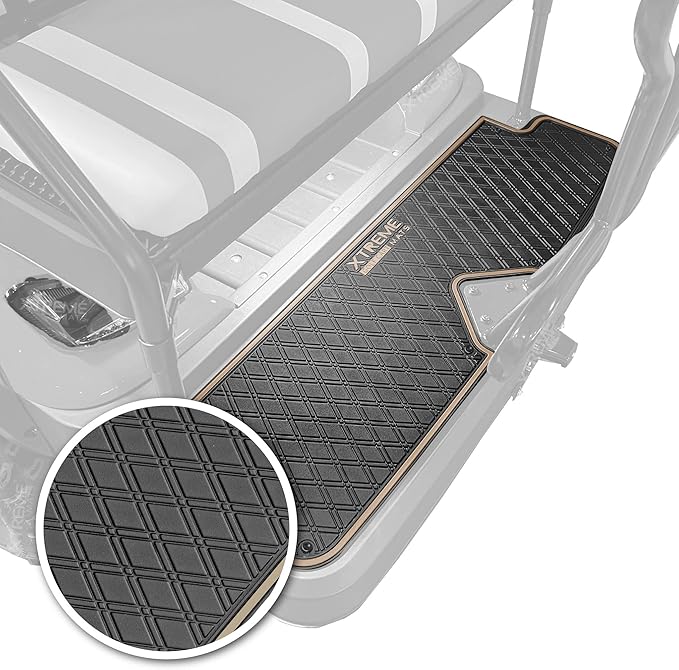 Xtreme MATS Golf Cart Floor Mat for Rear Seat Kits & Backward Facing Foot Rests - Fits Select ICON Backseat Kits (2021+) - Beige Trim