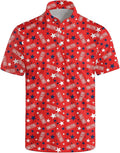 Golf Polo Shirts for Men Funny Print Short Sleeve Golf Shirts Performance Golf Polos