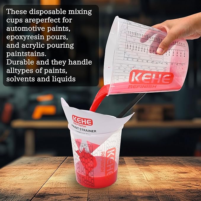 100 Pack Paint Mixing Cups by KEHE REFINISH, 18 oz, Disposable or Reusable - Image 3