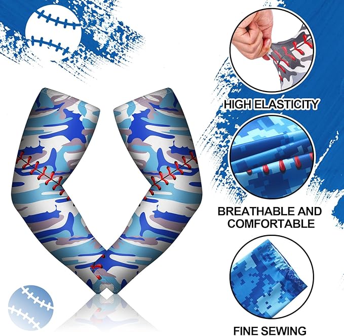 6 Pairs Baseball Arm Sleeve Youth Sports Elbow Compression Baseball Arm Sleeve Sun Protection Anti Slip