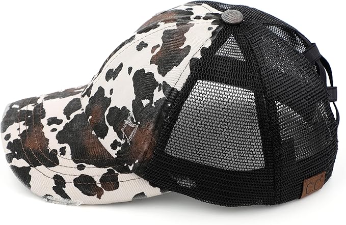C.C Ponycap Messy High Bun Ponytail Adjustable Glitter Mesh Trucker Baseball Cap