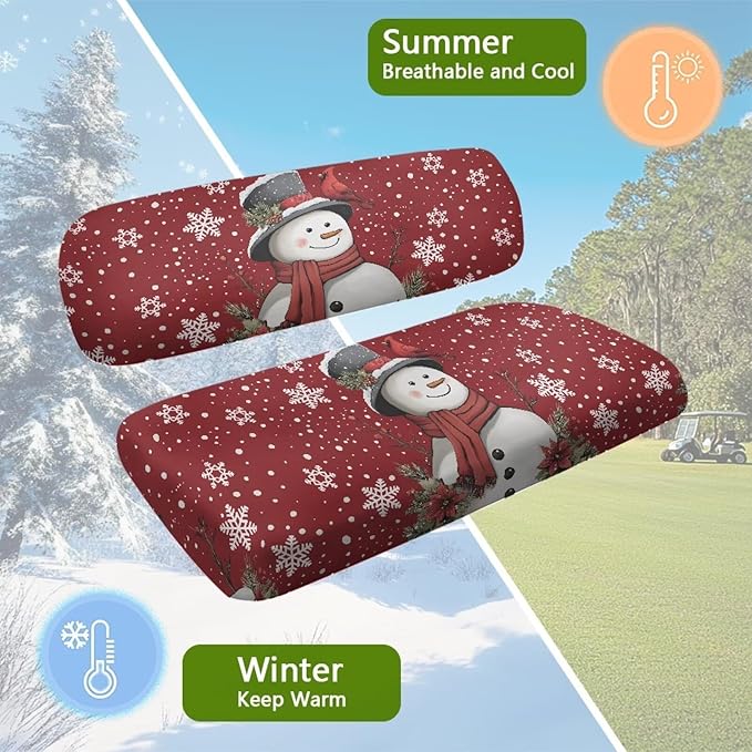 Bulopur Christmas Snowman Golf Cart Seat Towel Cover for Ezgo Club Car Universal Golf Cart Seat Covers Suitable for All Weather, Easy to Install and Washable