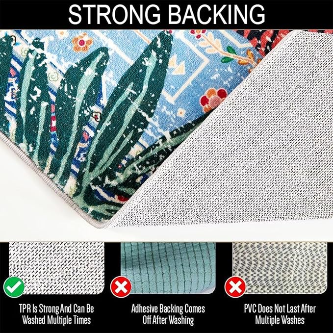 Tropical Jungle Rugs, 2x3 Faux Wool Botanical Boho Throw Rugs - Image 6