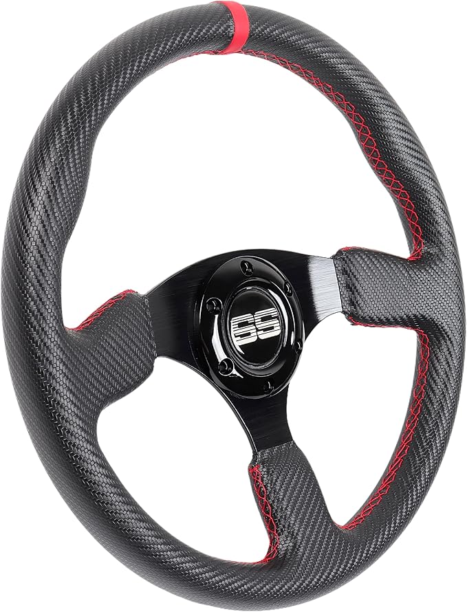 N2MU Golf Cart Steering Wheel 14 inch Universal for EZGO TXT RXV Club Car DS Precedent and Yamaha Black Red