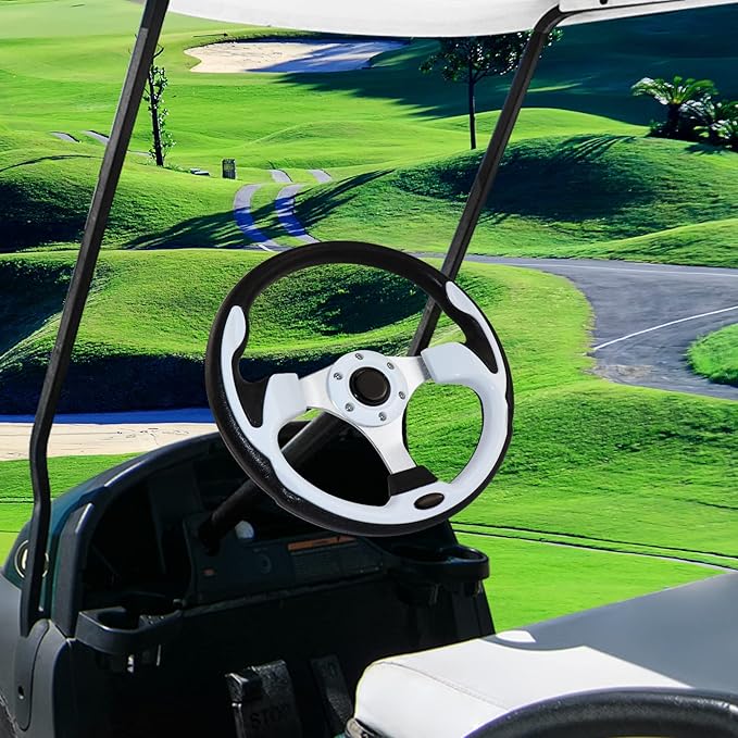 Golf Cart Steering Wheel, Skid Steering Wheel, Universal Golf Cart for Club Car EZGO RXV and for TXT, for Yamaha, for Precedent Tempo, for DS