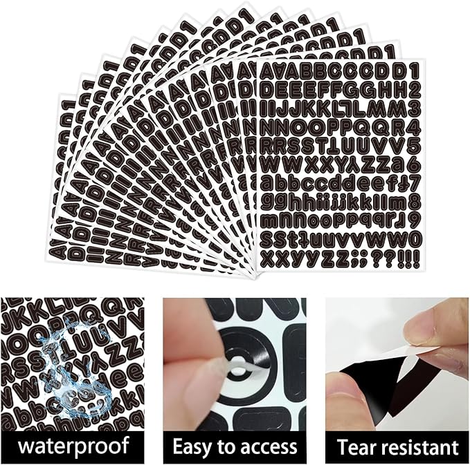 Letter Sticker, 1/2 inch 10 Sheets Black Alphabet Sticker, Self Adhesive Vinyl - Image 3